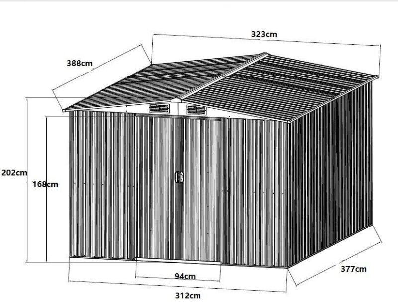 Abri de jardin en acier galvanisé gris 12,5 m² - Prix d'usines – Image 6